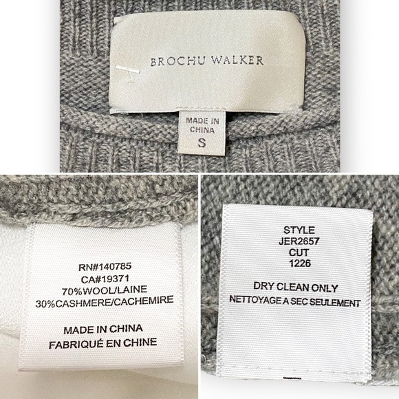 Brochu Walker Layered Wool & Cashmere-Blend Sweater, Gray/white, Size S - Picture 13 of 16